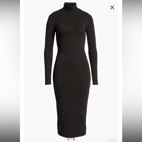 NWT Good American Sundown Mock Neck Midi Dress in Black001 - Picture 3 of 8